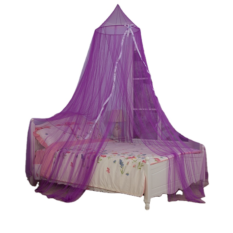 Das beliebteste Moskitonetz mit lila Spire Bow Ribbon Streamer Dekoration Bett Baldachin Mädchen Zimmer Dekoration Baby Moskitonetz