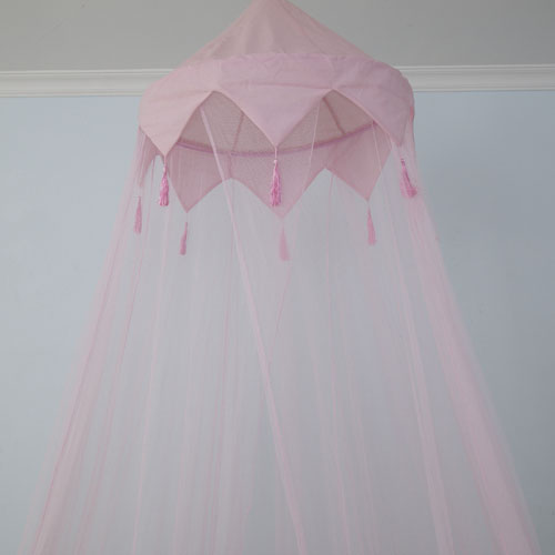 2020 Hot Sale Cute Style Pink Quaste Dekor Baby Krippe Conopy Moskitonetz