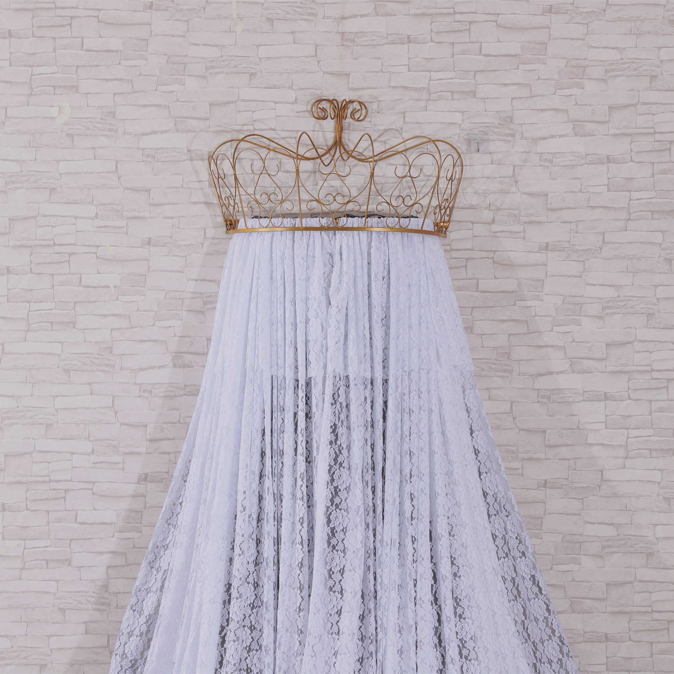 Princess Crown Lace Dekorativer Betthimmel Zweifarbiges zweilagiges Mesh-Drap-Gefühl voller eleganter Mädchen-Bettvorhang-Moskitonetze