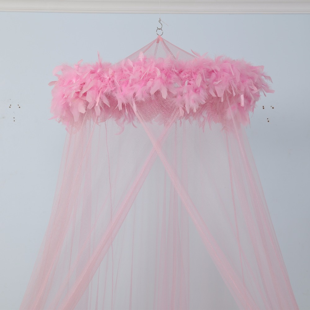 Princess Design Kinder-Moskitonetz mit rosa Federn für Erwachsene oder Babys