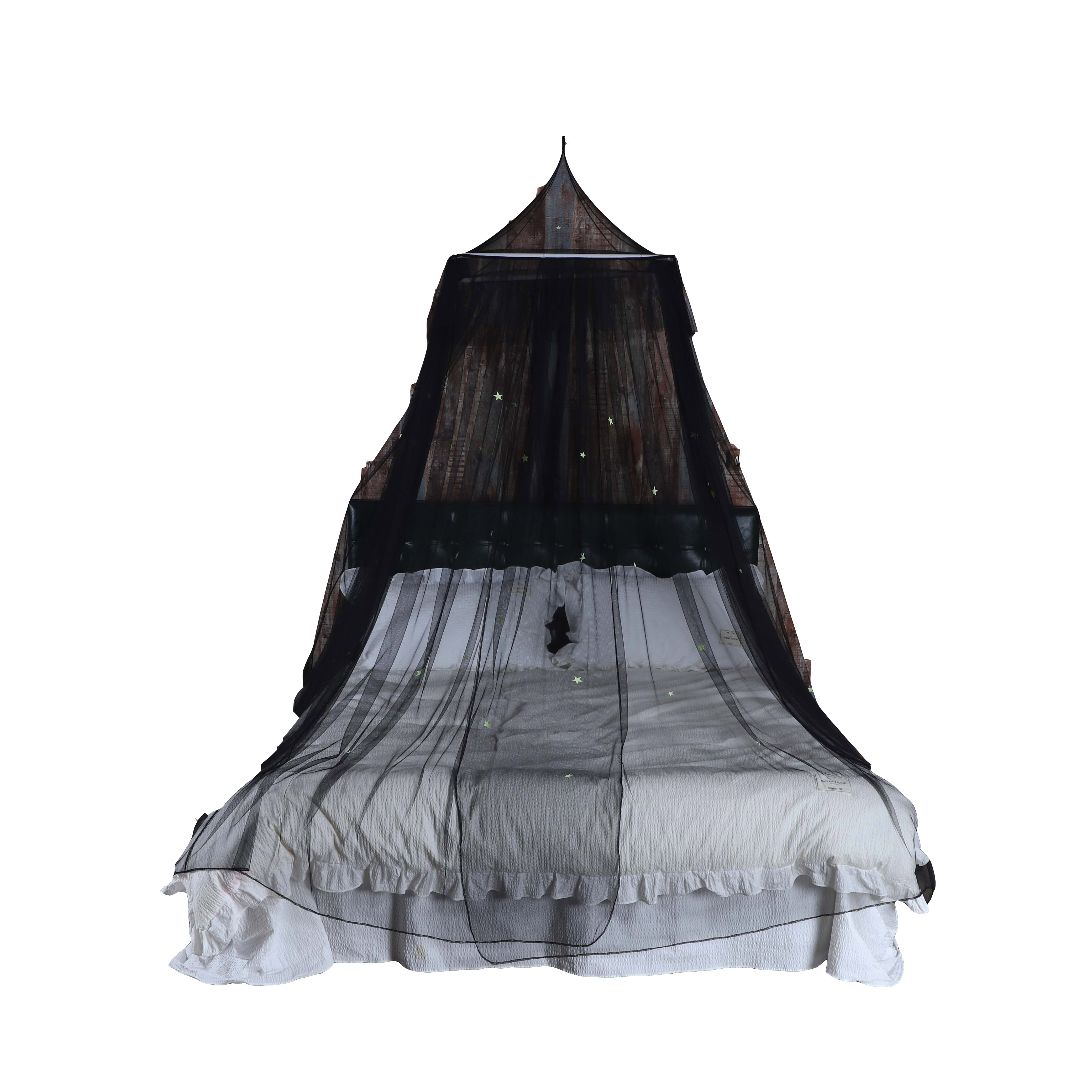 2020 Neues Design, 100 % Polyester, schwarzes quadratisches Dach, das im dunklen Sternen-Moskitonetz wächst