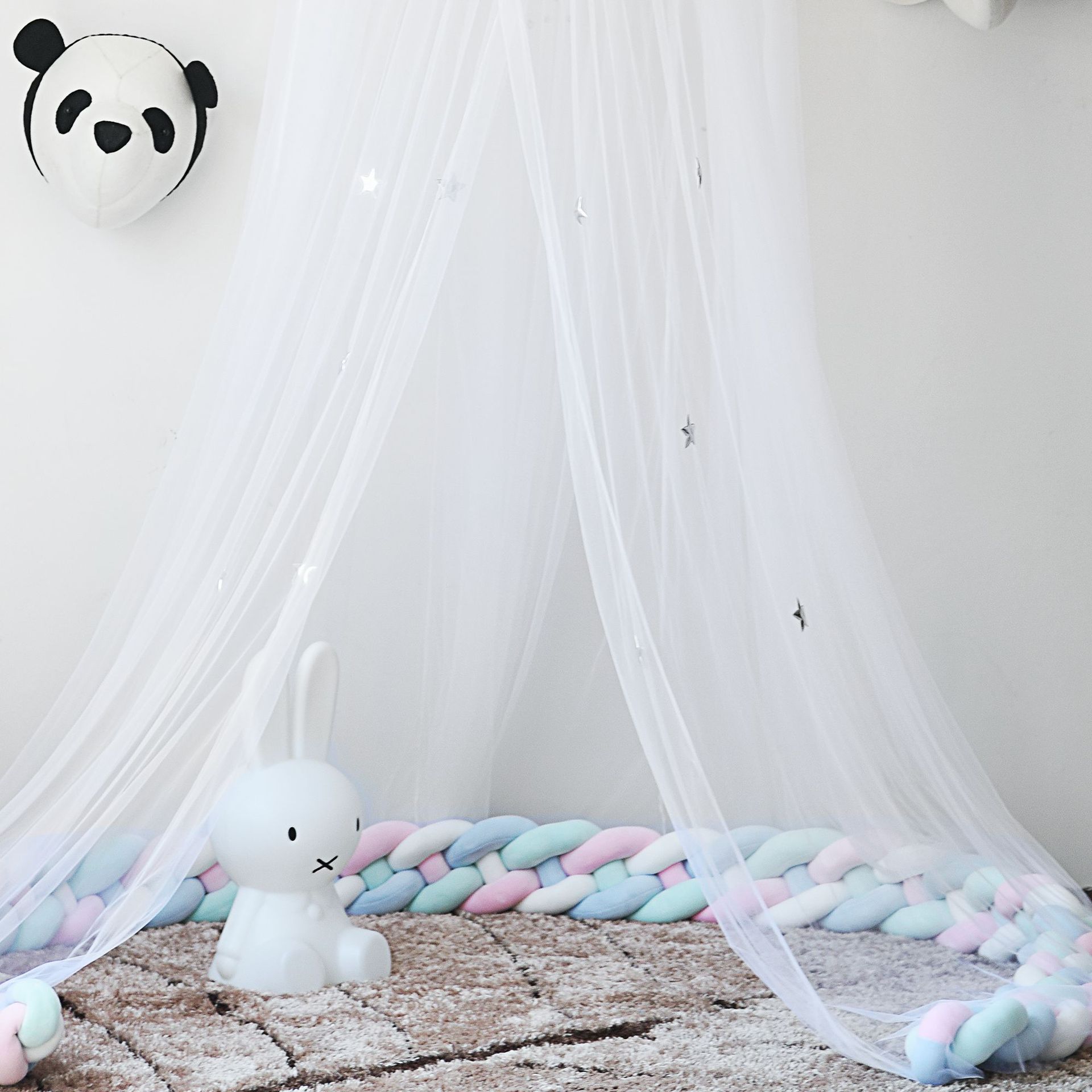 Indoor Baby Bett Baldachin Stern Dekoration White Sheer Mesh Kinderbett Vorhang Moskitonetz