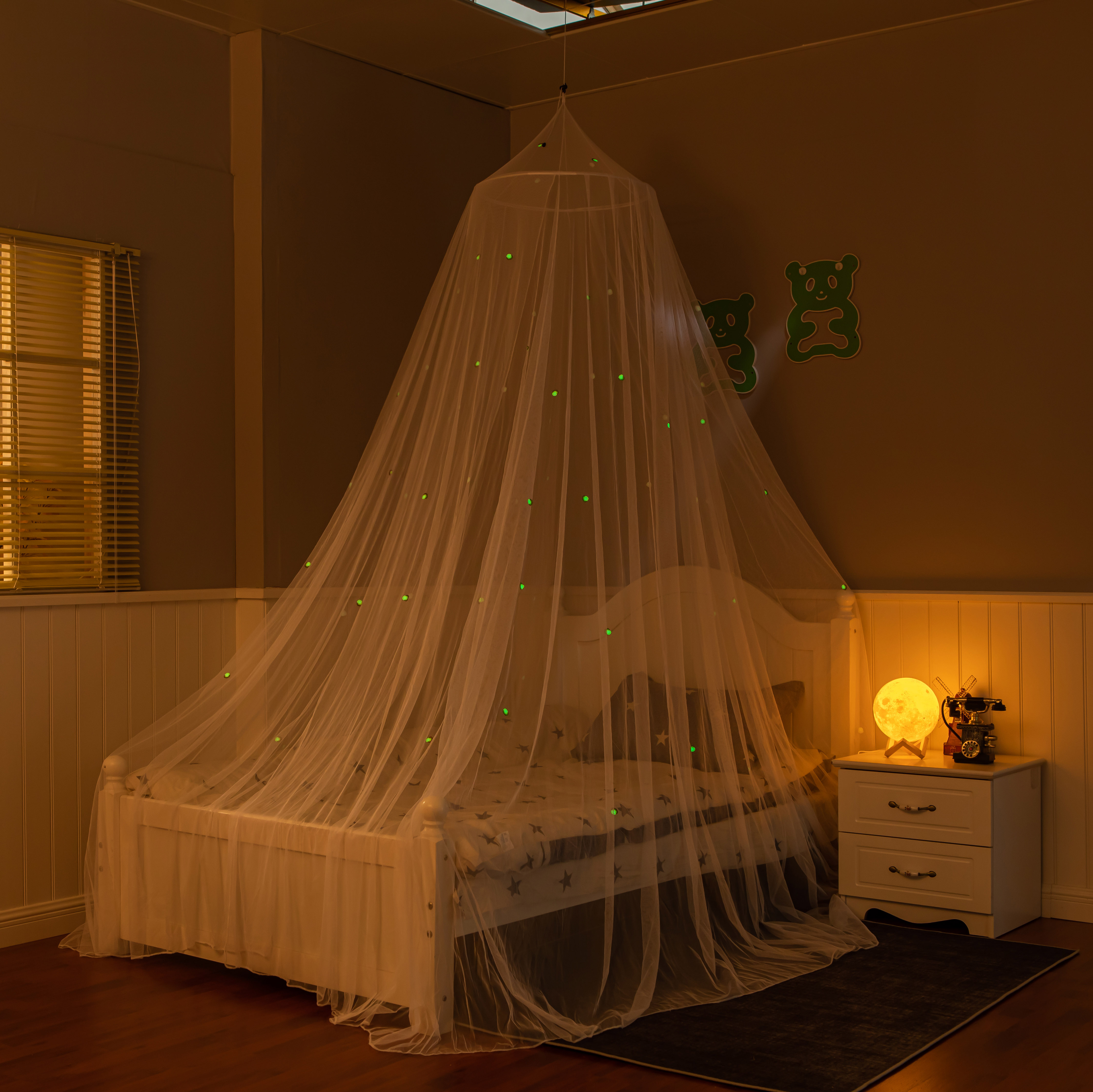 Einfache Einrichtung Wachsen im Dunkeln Firefly Concial White Mosquito Net Bed Canopy