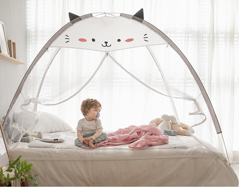 Süßer Betthimmel für Babybett mit Netz für Katzen, Moskitonetz, 50, tragbar, einfach, 100 % Polyester, gestrickt, gefaltet