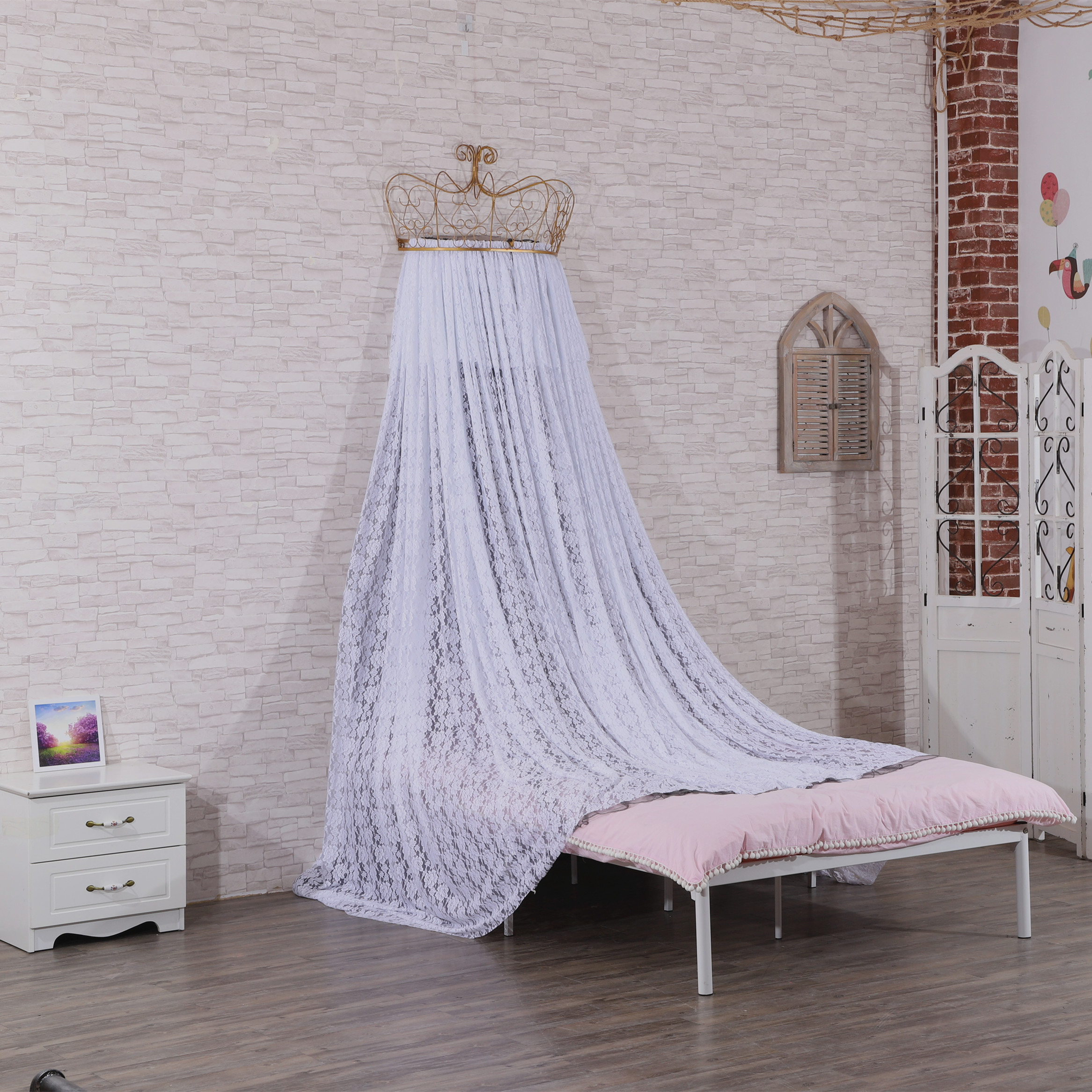 Neueste Design Princess Crown Top Moskitonetze Spitze Bett Vorhänge