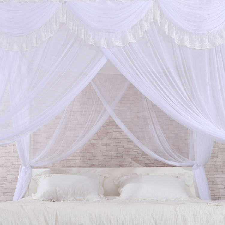 Neues Design, Polyester, weißes Moskitonetz, quadratisch, Betthimmel für Doppelbett