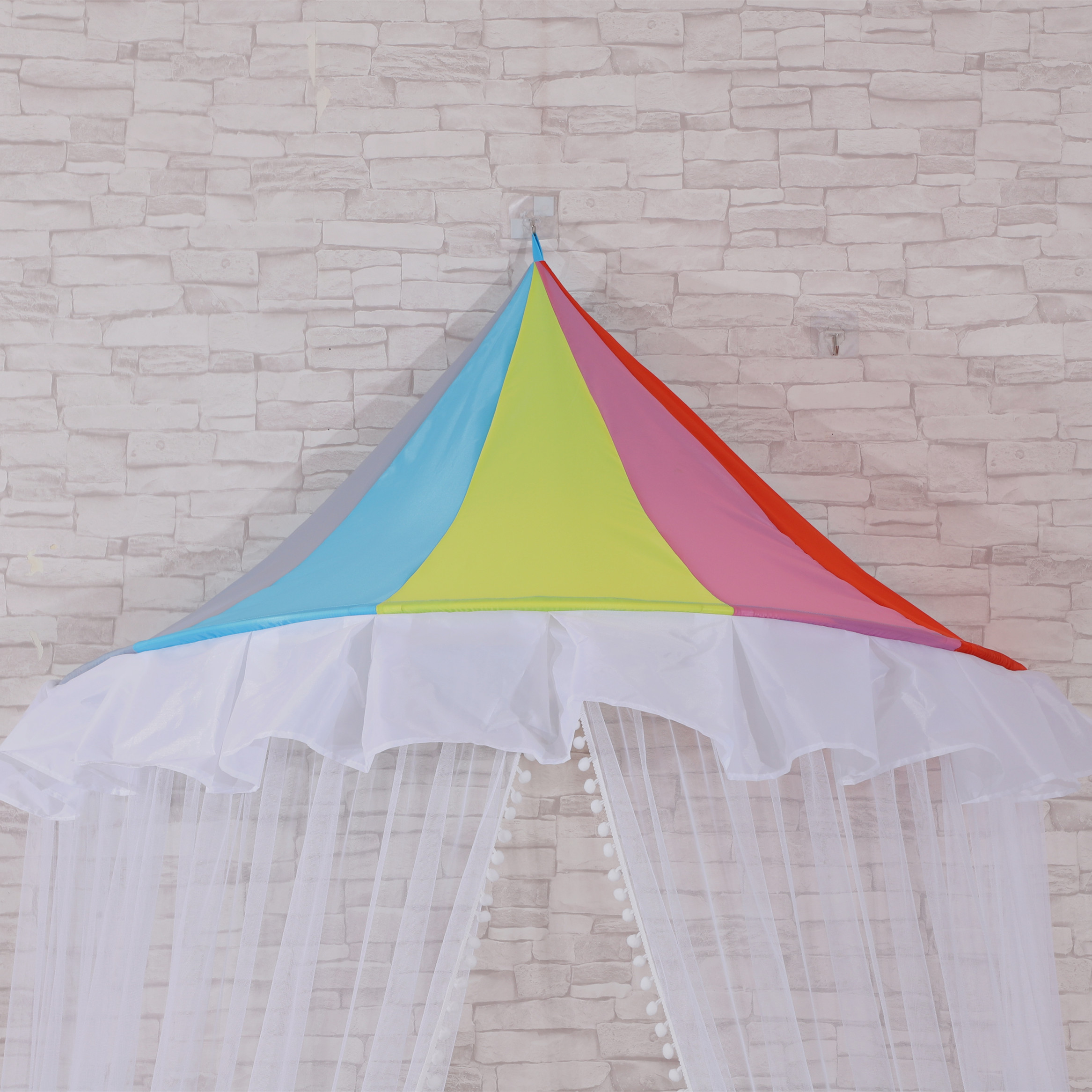 2020 New Design Spire Rainbow Top Wattebausch Dekoration Bett Baldachin für Kinder